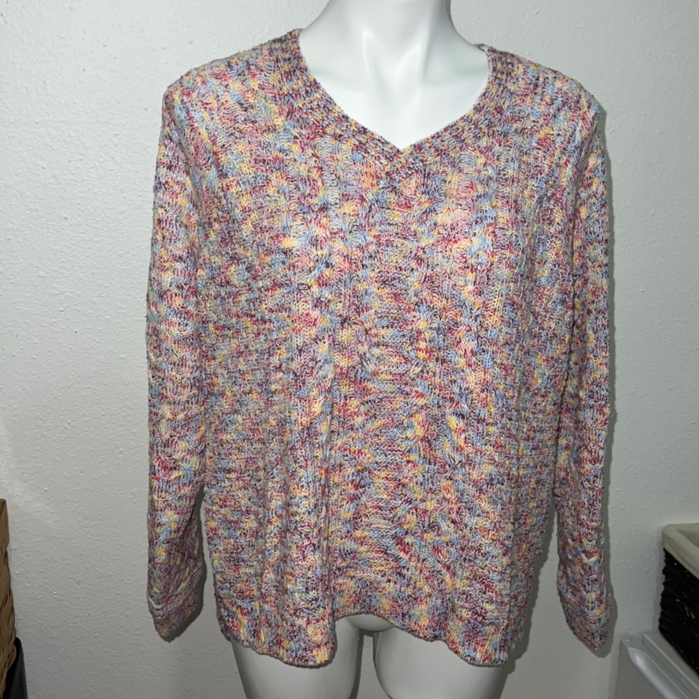 Time and Tru Colorful High Low Sweater Sz 16/18